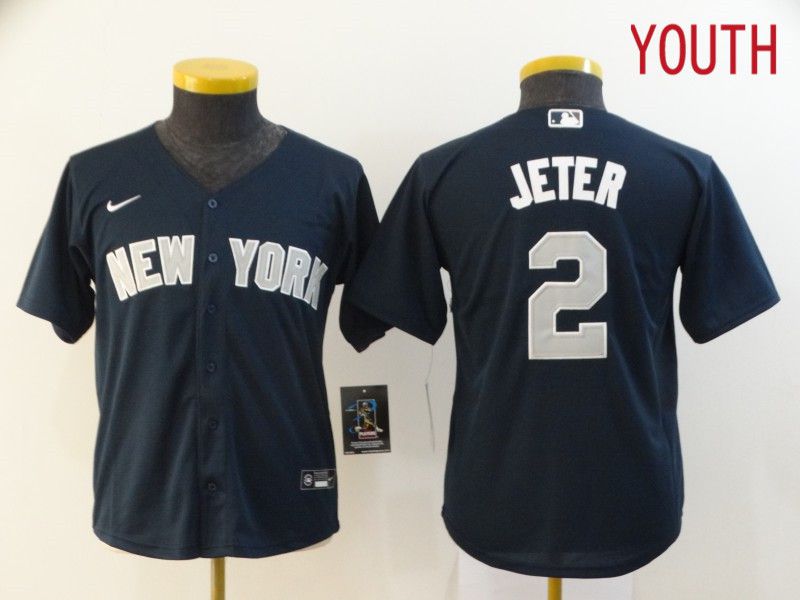 Youth New York Yankees #2 Jeter Blue Nike Game MLB Jerseys->women mlb jersey->Women Jersey